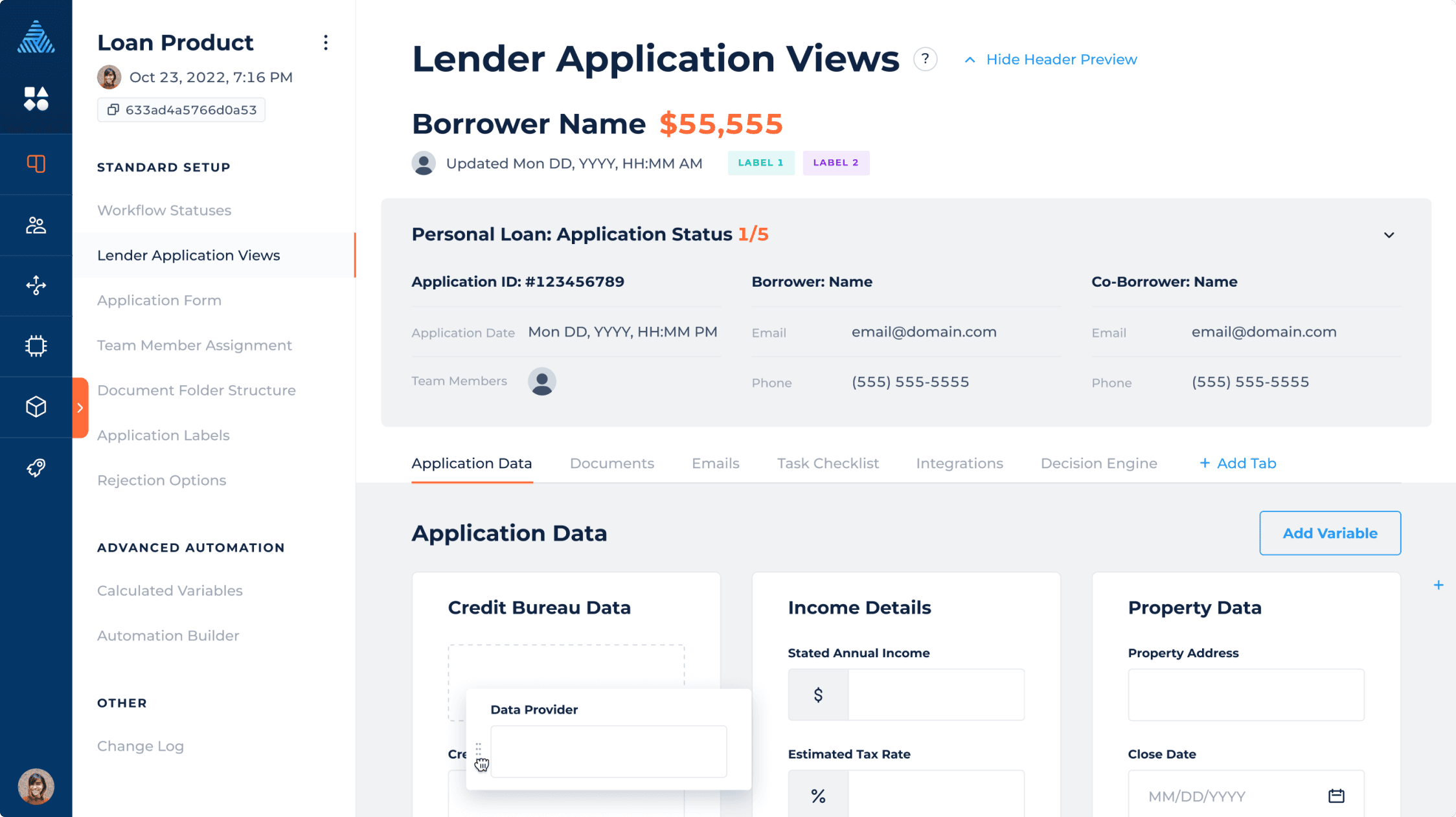 Lender Views Screenshot